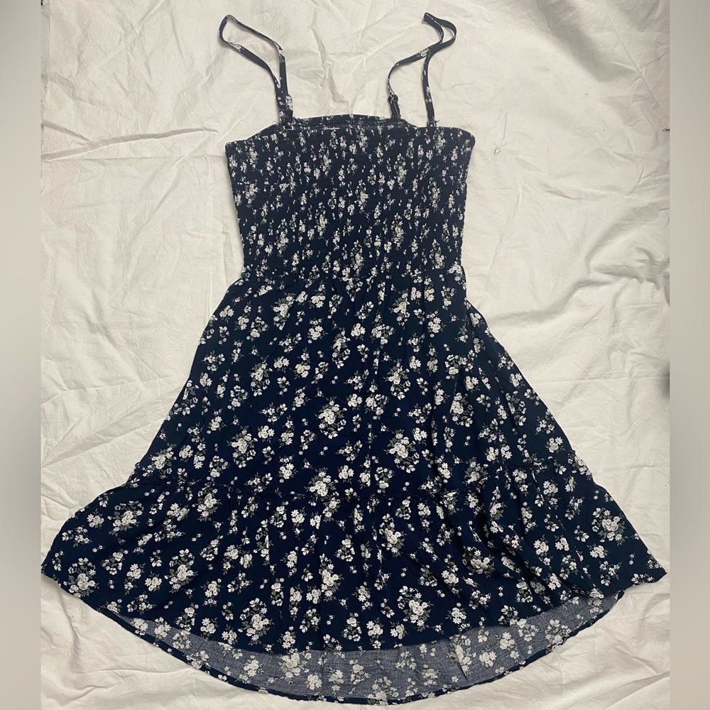 Hollister size L Small Floral Navy Blue Summer Dress